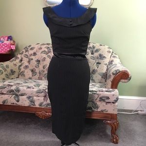 RARE Lucky Thirteen Pinstripe Pinup Pencil Dress